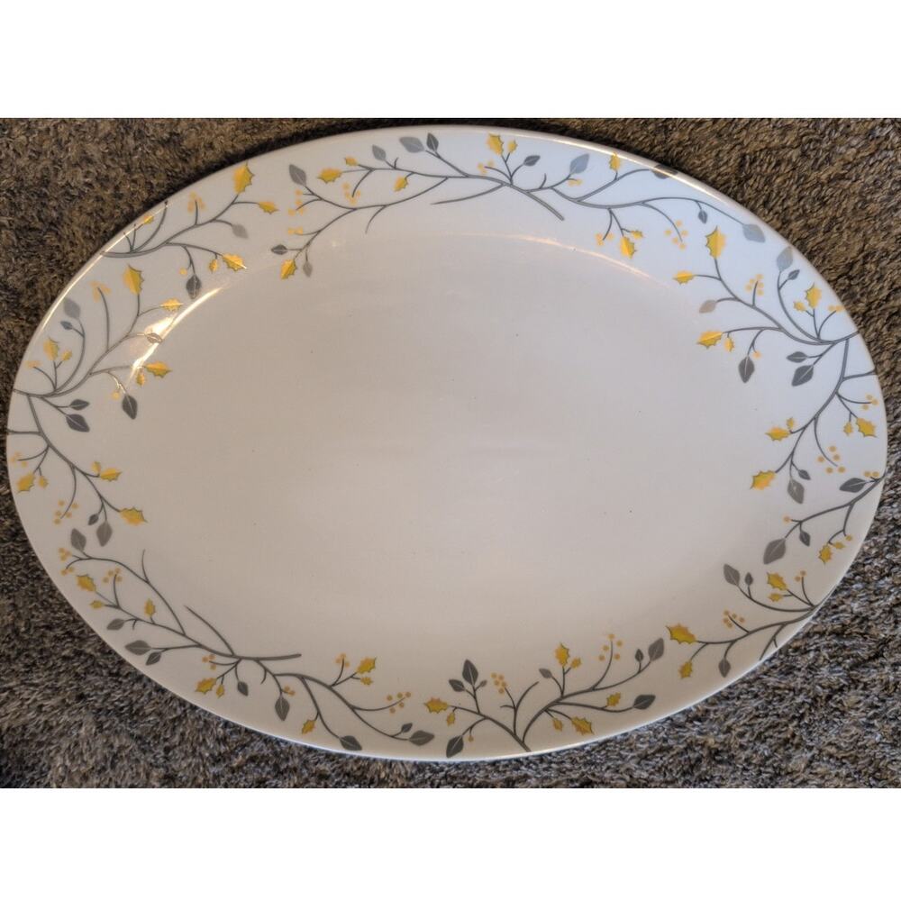 Pottery Barn Christmas Winter Caribou Holiday Oval Serving Platter 16.25″ - Picture 2 of 3